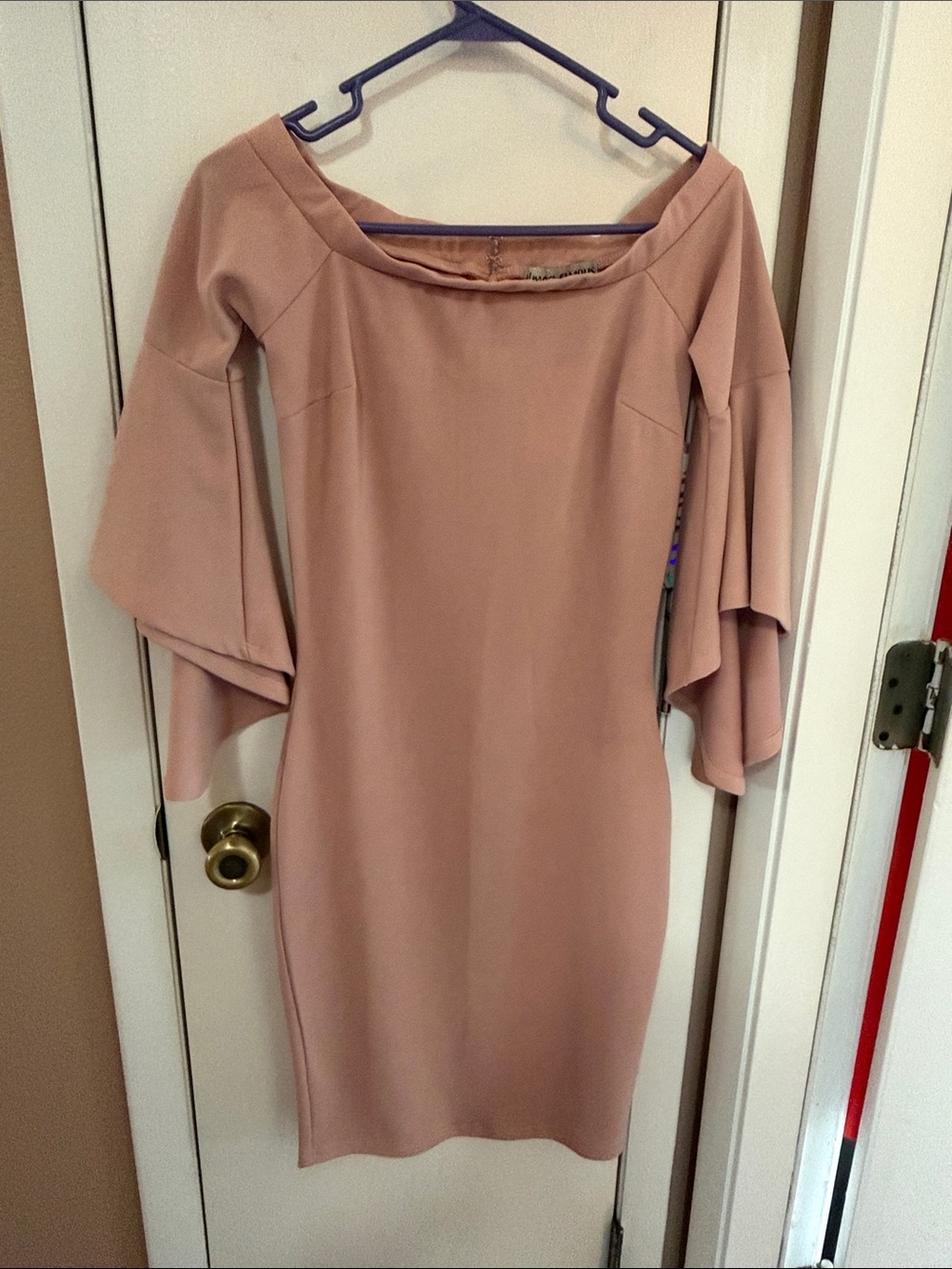 Rue21 Mauve Off-Shoulder Midi Dress with Bell Sleeves